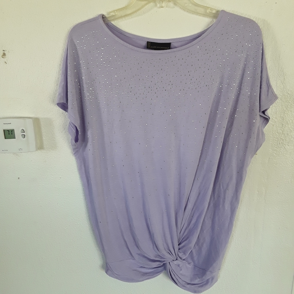 Jeans by Buffalo Embellished Lilac knit top, Large